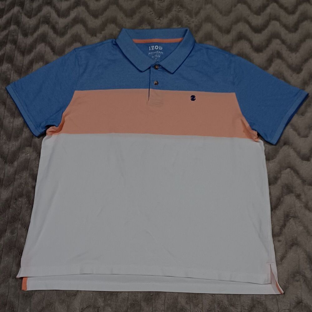 Izod Mens Size XXL Colorblock Advantage Performance Polo Shirt